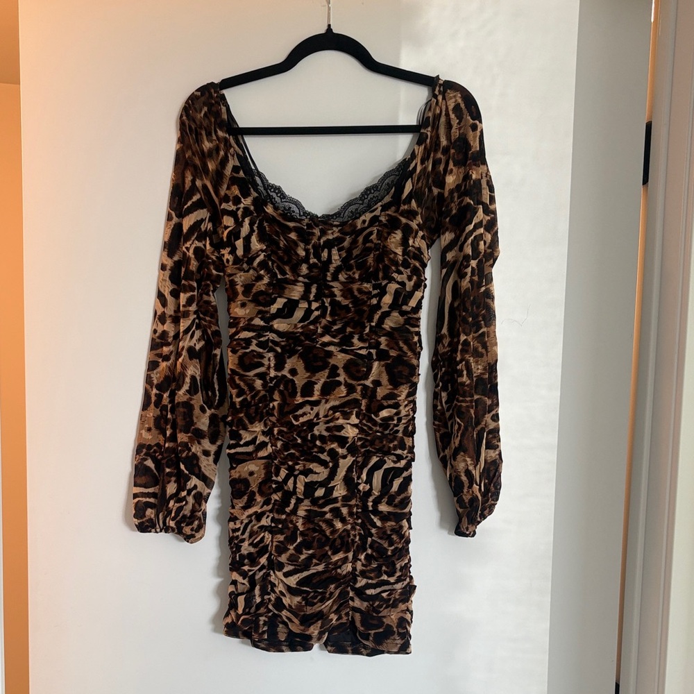 Fashion Nova Brown Animal Print Dress